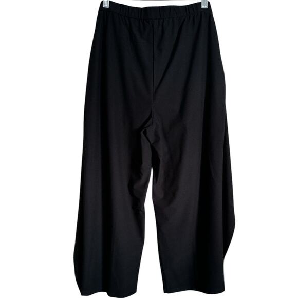 Eileen Fisher Stretch Crepe Black Tie Front Crop Pants Wide leg Small - Picture 2 of 10